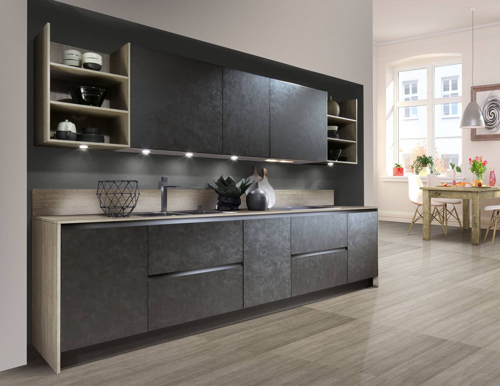 instalaltion cuisine bois noir