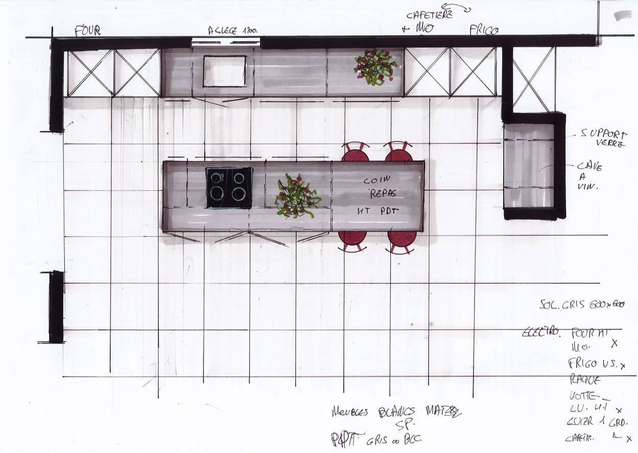 plan de cuisine équipée à la main lyon