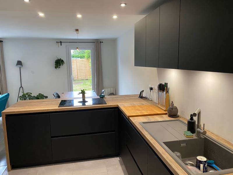 cuisine plan de travail stratifié bois