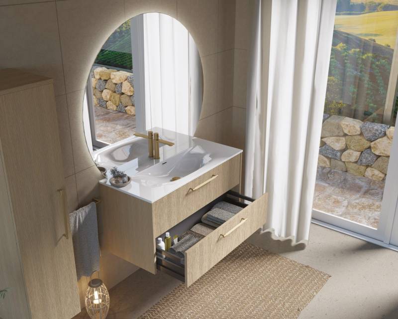 Petite salle de bain à Lyon : douche italienne & parquet
